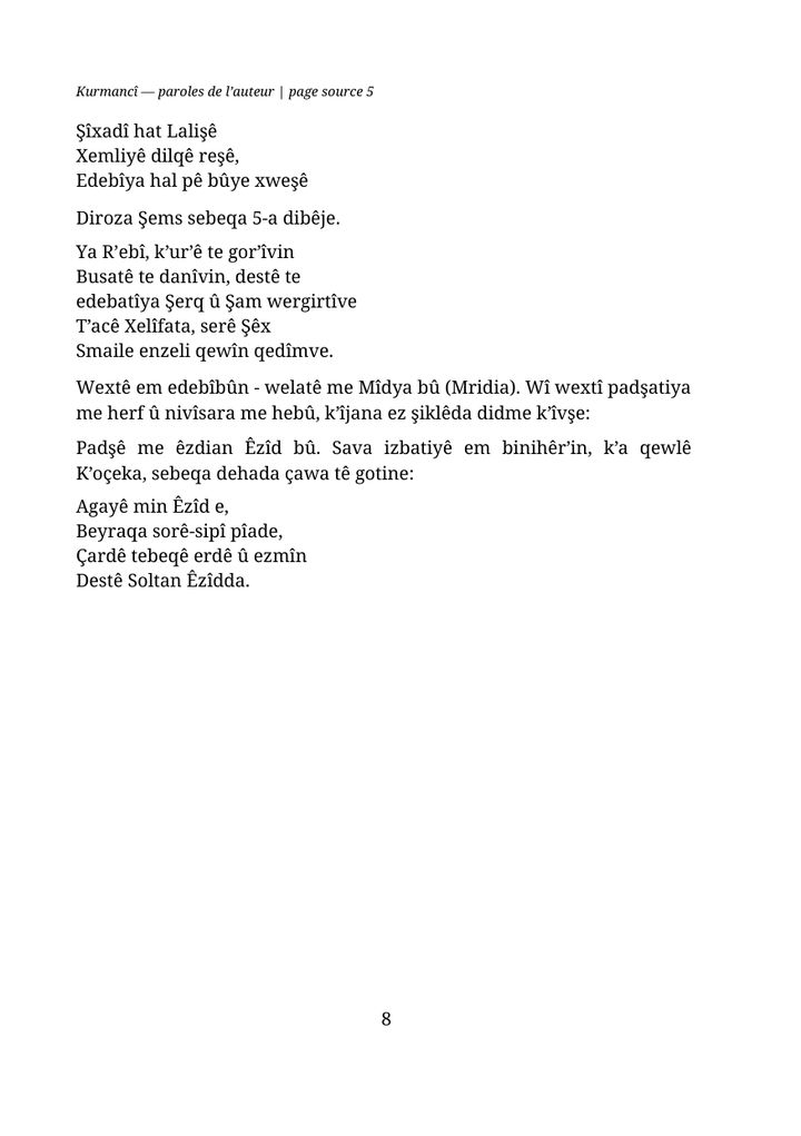Page 8: stanzas in Kurmanji